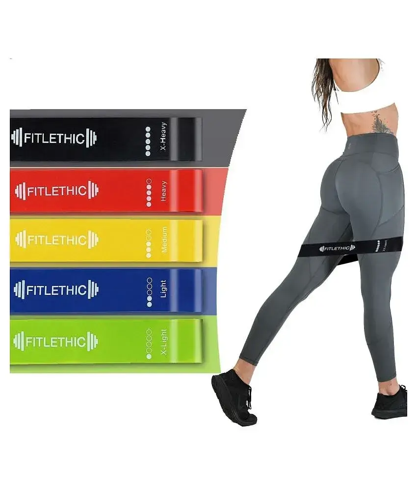 Buy Fitlethic Resistance Bands Workout Mini Loop Bands for Home Fitness Stretching Physical Therapy Yoga hand band and More Includes Free Mesh Carrying Bag Pack of 5 Online at Best Price