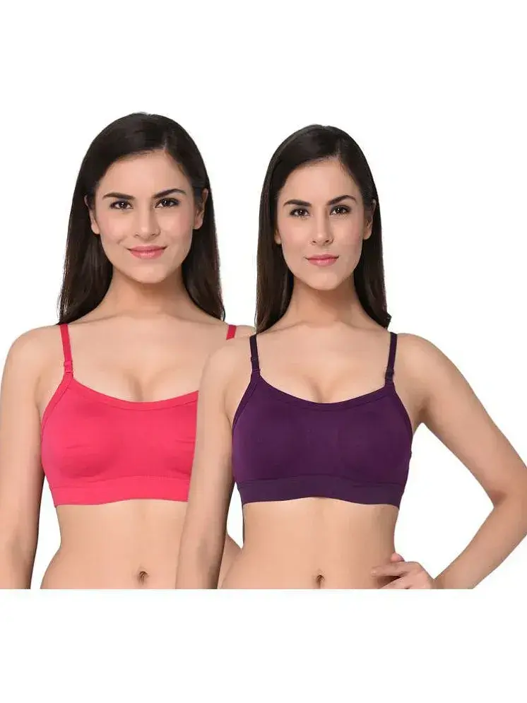 Elina Multi Color Cotton Solid Sports Bra