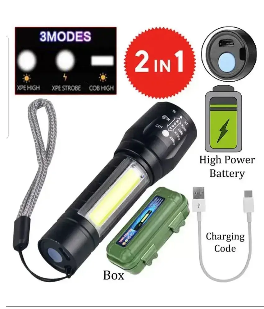 Buy Stallion 500 Meter 4 Mode rechargeable battery zoomable Waterproof  Torchlight LED Full Metal Body 10W Flashlight Torch Outdoor Search Light  for home and camping hiking Online at Best Price in India - Snapdeal