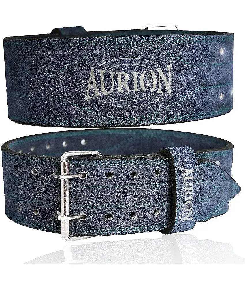 Aurion Genuine Leather Pro Weight Lifting Gym Belt Grey Large Fits 34 to 42 inches
