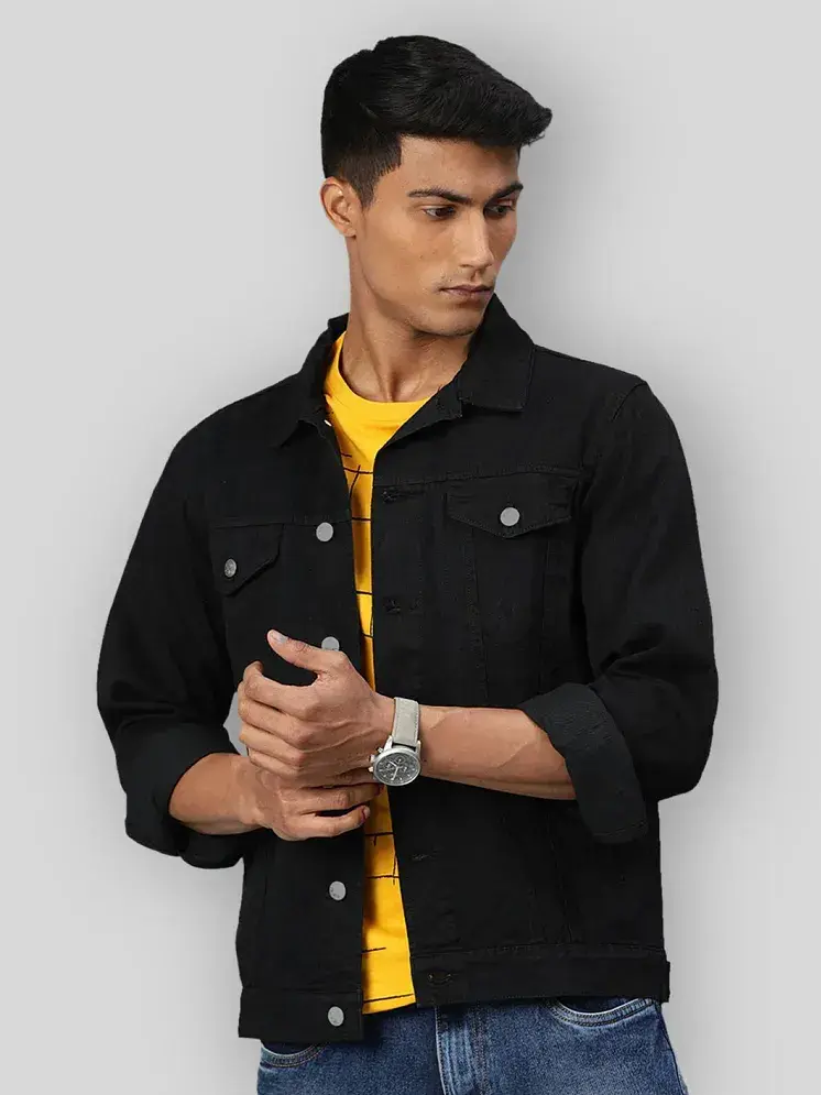 Urbano Fashion Black Denim Jacket