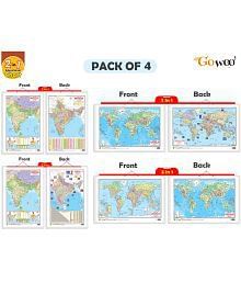 Set of 4 | 22 IN 1 INDIA POLITICAL AND PHYSICAL MAP IN ENGLISH, 2 IN 1 INDIA POLITICAL AND PHYSICAL 