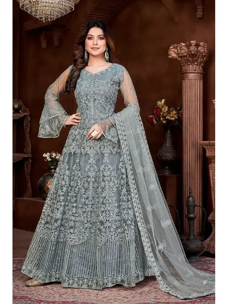 Grey ethnic gown hotsell